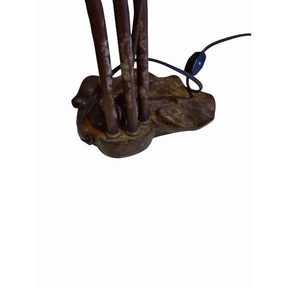 Vintage Tiffany Style Lily Pad Table Lamp, 3 Arm. No Shades.  Tested - Works - Picture 5 of 10